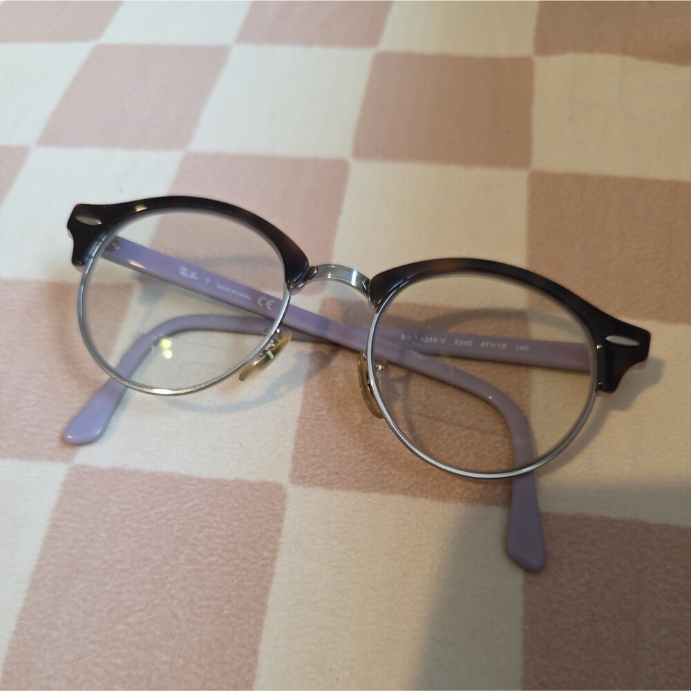 Ray Ban RB4246-V 5240 Brown Havana/Lavender Round Eyeglasses, Size 47-19-140 EUC